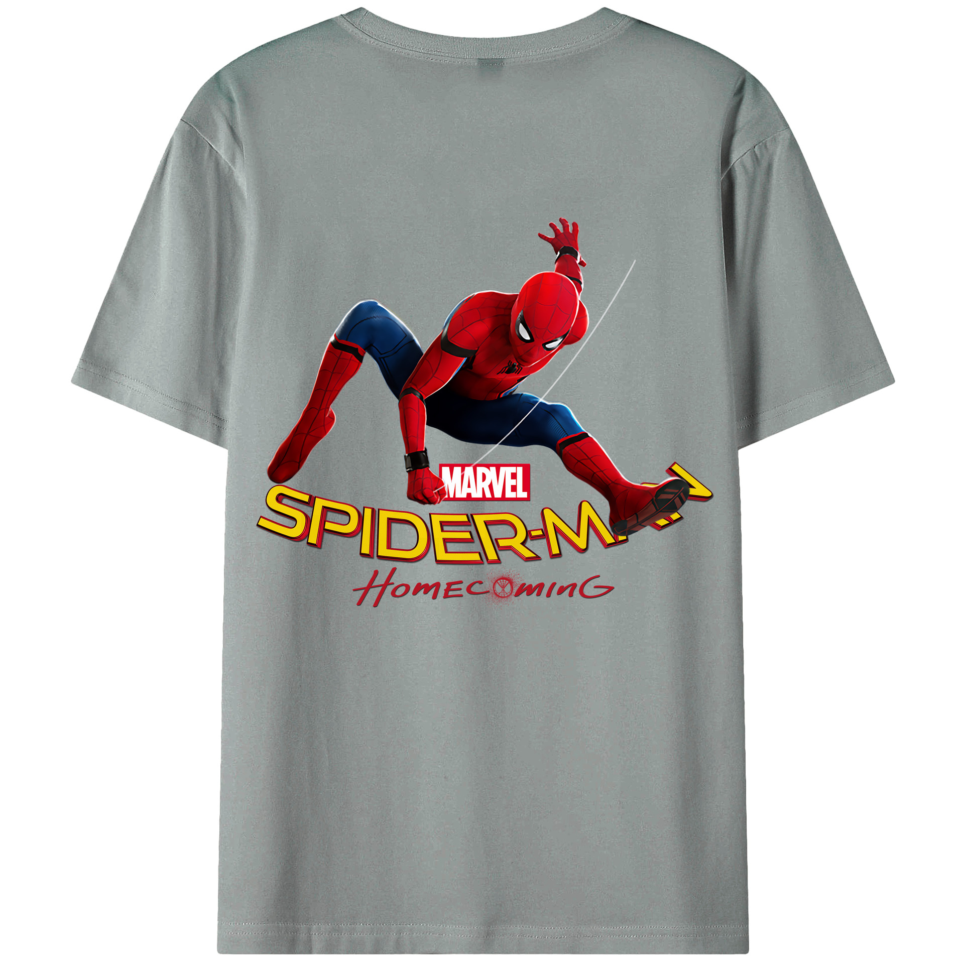 （画像用） Spider Man スパイダーマン 綿100％ メンズ半袖Tシャツ（バックプリント） 通気性
